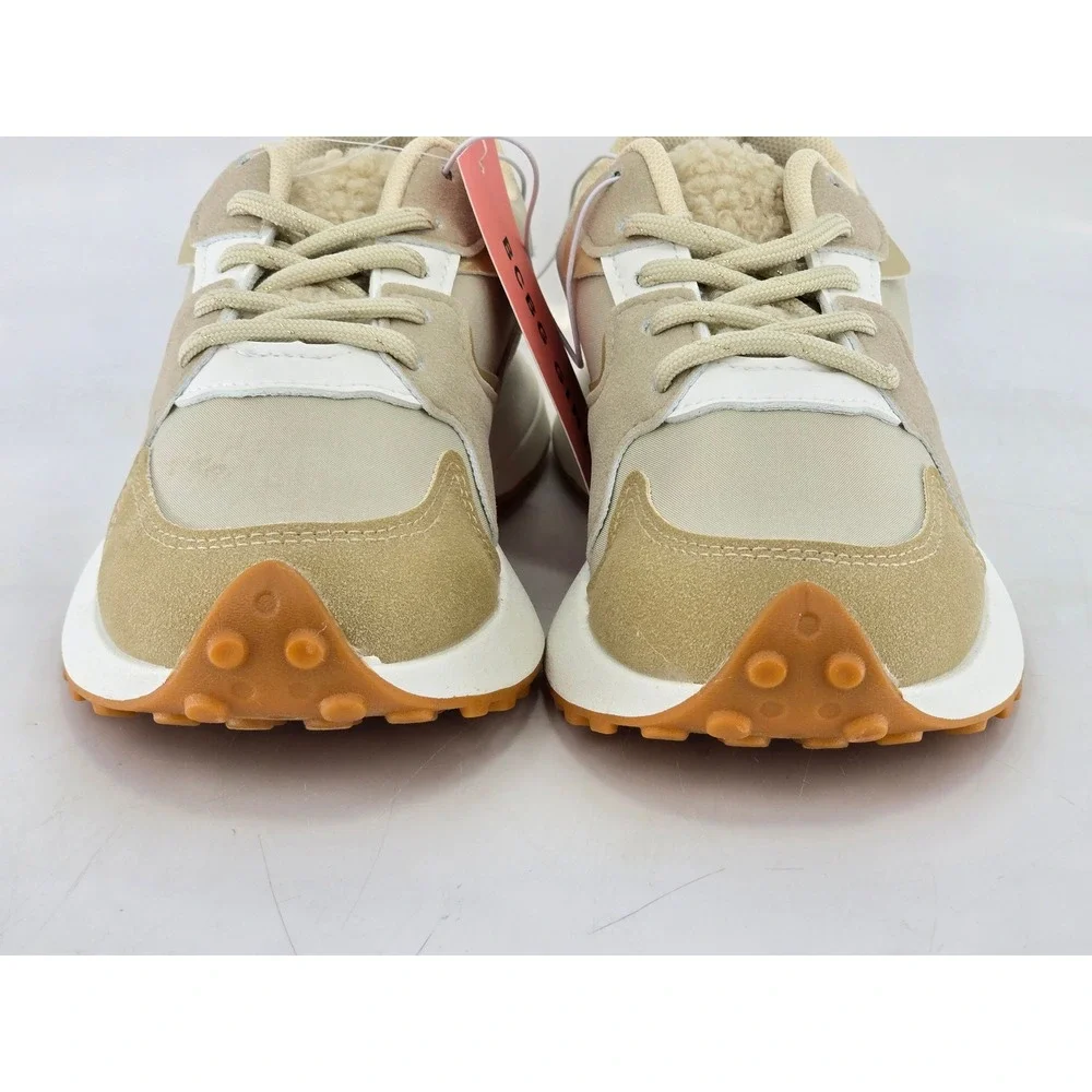 BCBG Girls Riley Sneakers Kids Size 1M Off White Faux Shearling - New